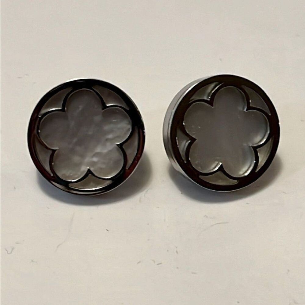 Silver tone earrings flower design post style holiday gifts for her